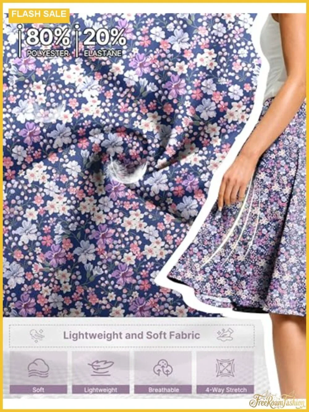 24-inch Long Skort with Pockets, High Waist, Built-in Shorts, Stretchy